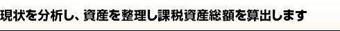 現状を分析し、資産を整理し課税資産総額を算出します