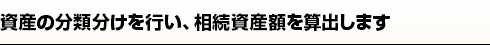 資産の分類分けを行い、相続税資産額を算出します